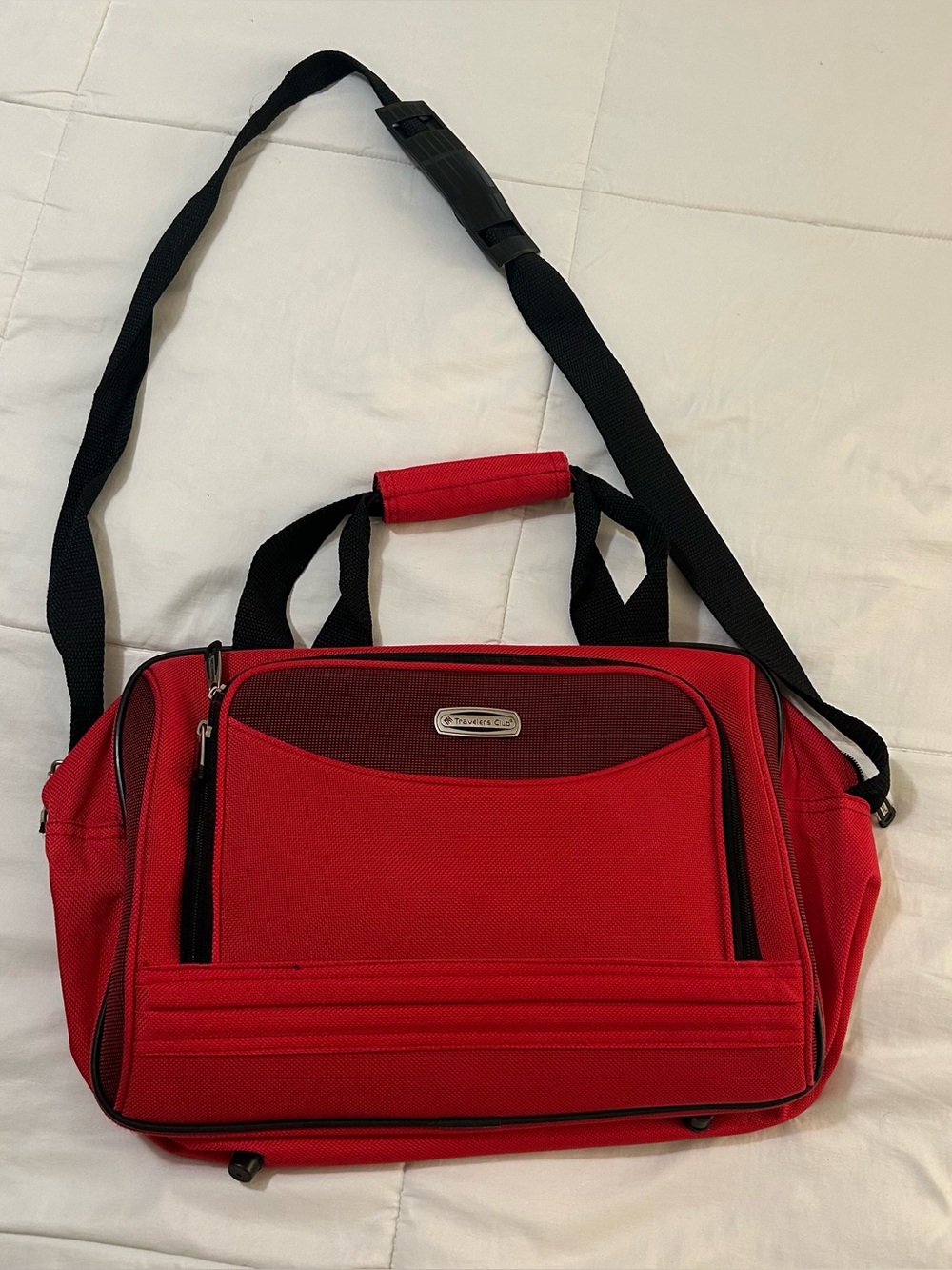 Travelers Club Red Boarding Tote Carry On Bag Underseat Flight Personal Item 15"